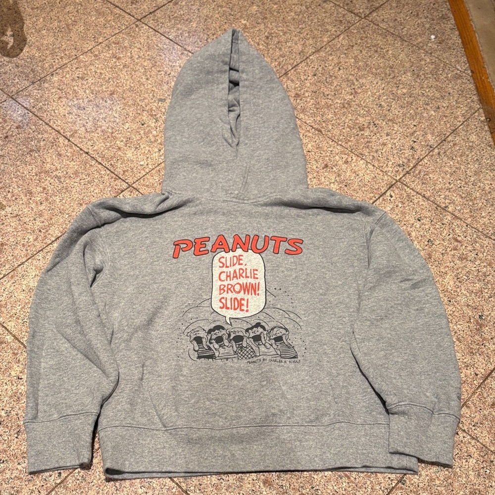 Peanuts Gray Hoodie with Red Graphic Boys 9-10
